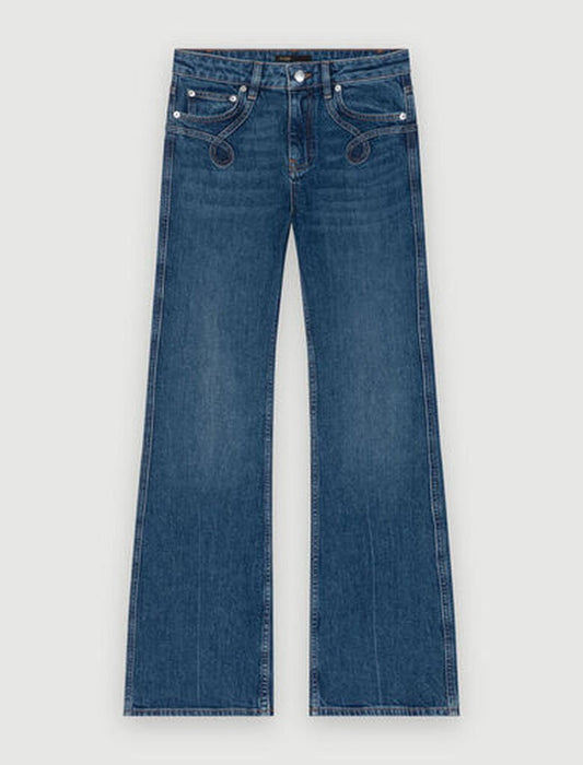 Blue  -Embroidered flared jeans