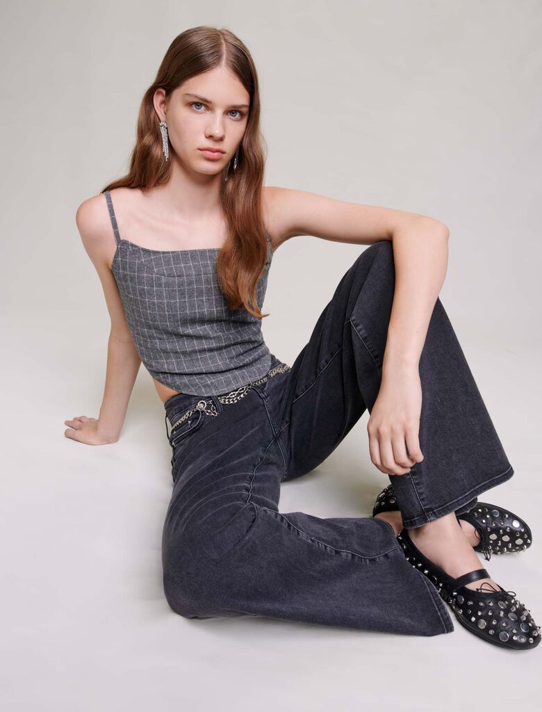Black  -Black Baggy Jeans With Belt