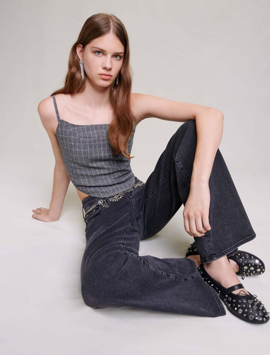 Black  -Black Baggy Jeans With Belt