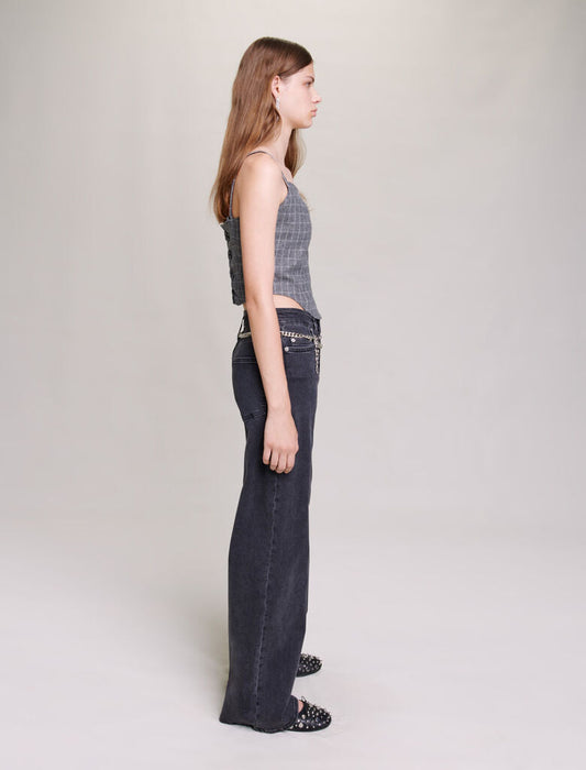 Black  -Black Baggy Jeans With Belt