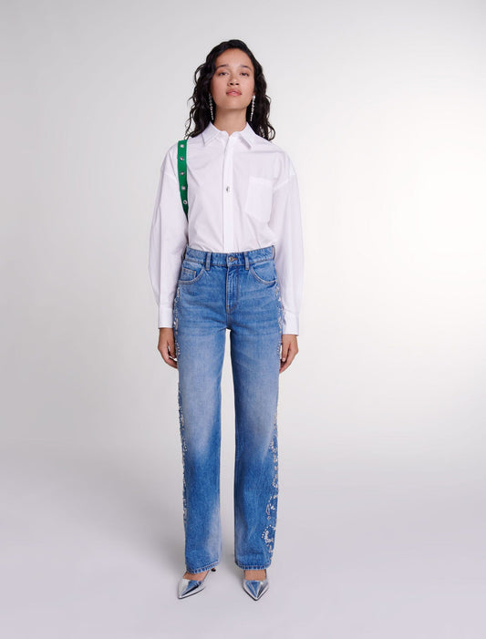 Blue featured Embroidered jeans