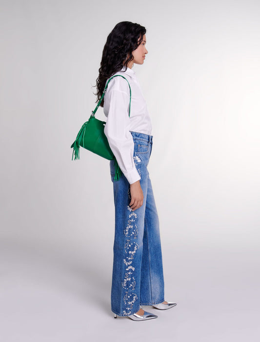 Blue   Embroidered jeans