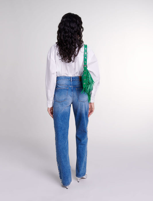 Blue   Embroidered jeans