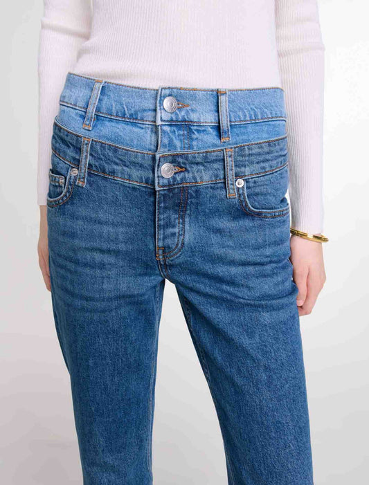 Blue  -Blue Layered Jeans