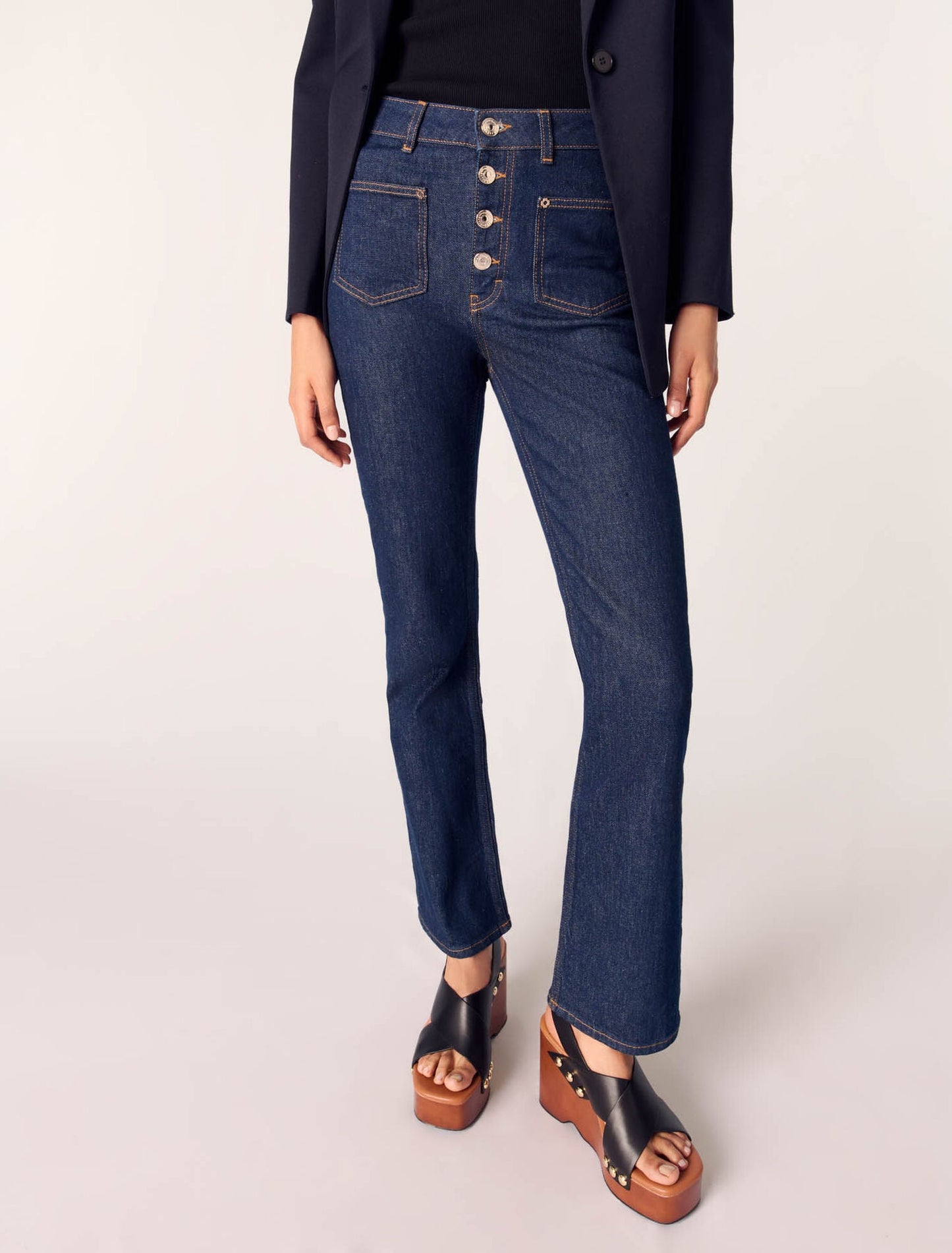 Dark Blue-Denim jeans with pockets