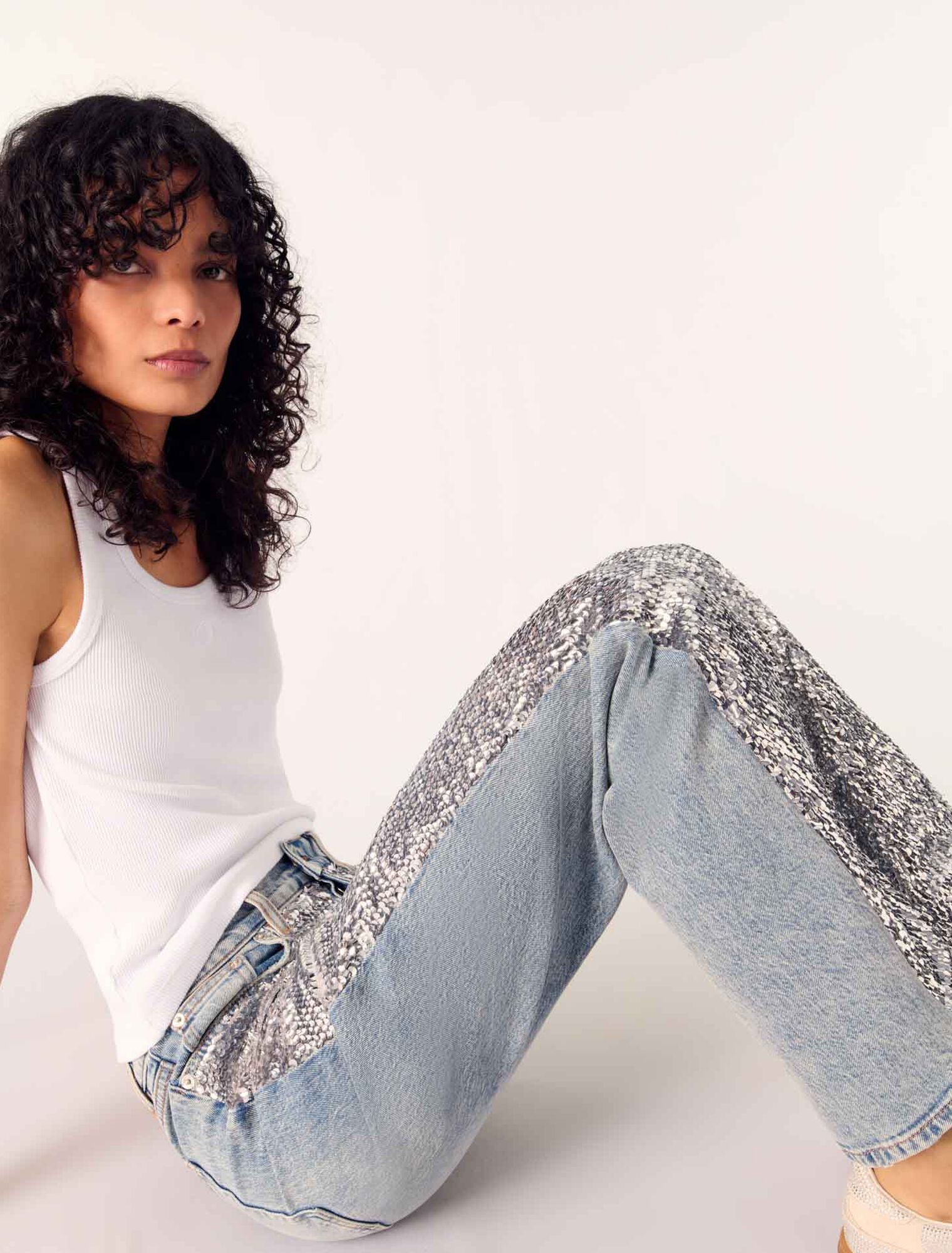 Blue Sky-Sequinned jeans