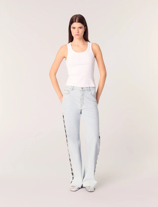 Blue Sky-featured-Wide-Leg Rhinestone Cutaway Jeans