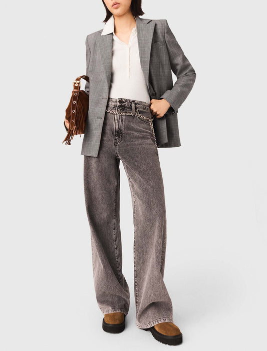 Wide-leg jeans with chain-link belt Grey