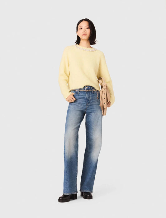 Jeans With Chain-Link Belt Blue
