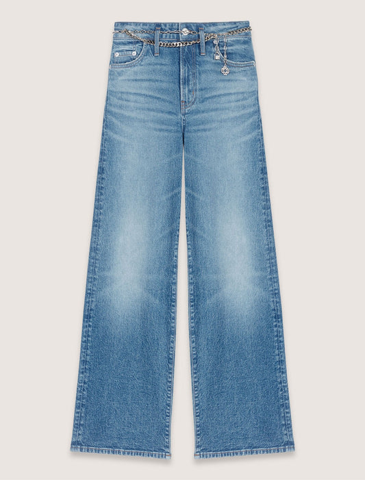 Jeans With Chain-Link Belt Blue