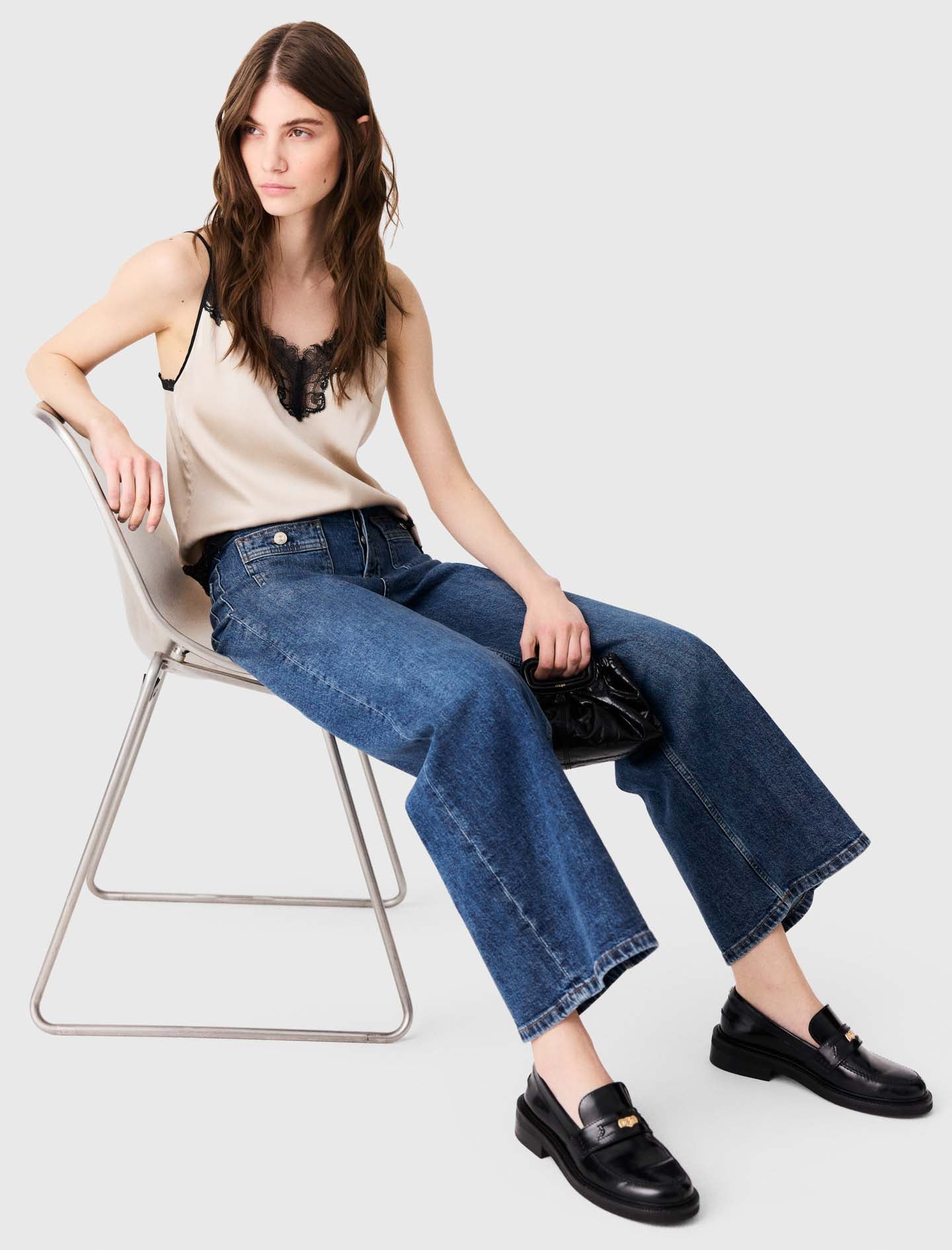 Wide-leg jeans with patch pockets Blue