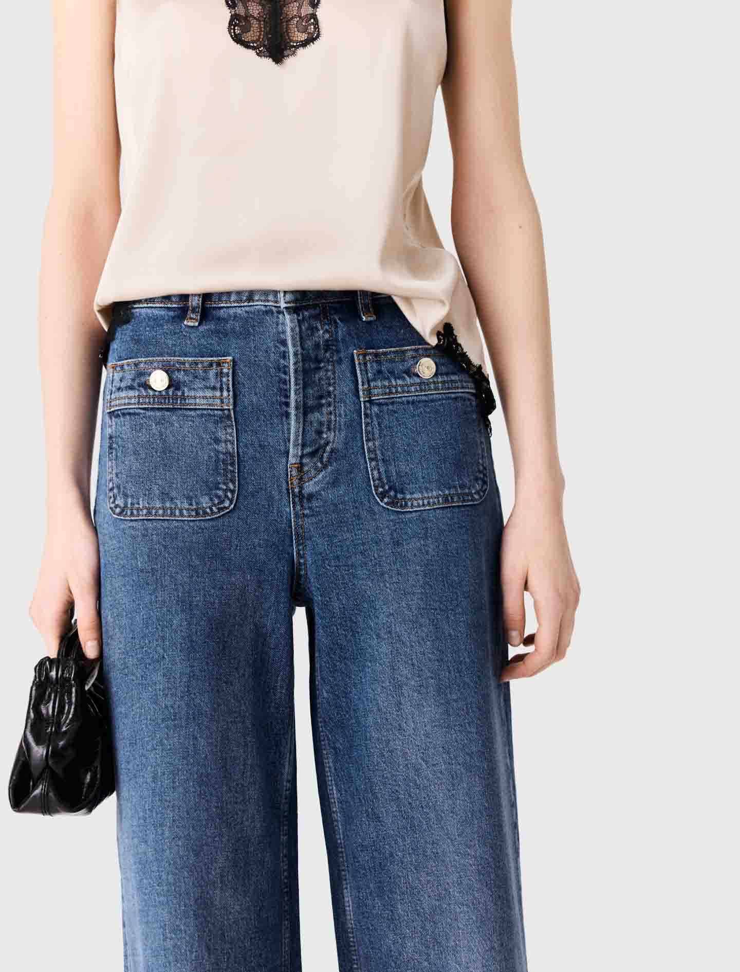 Wide-leg jeans with patch pockets Blue
