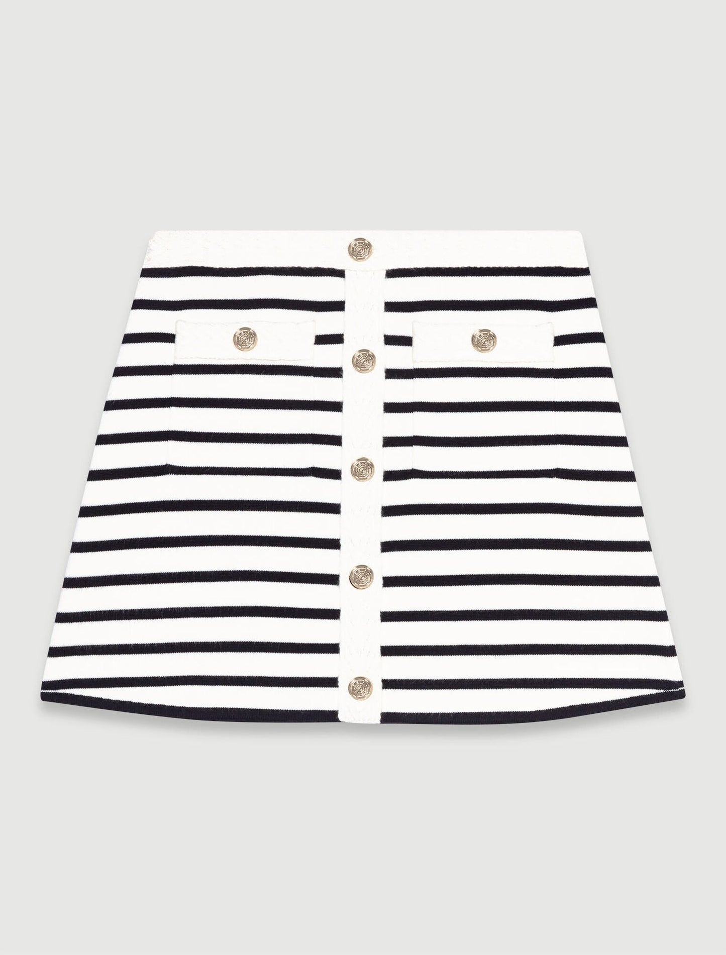 Navy / Ecru  -Short striped knit skirt