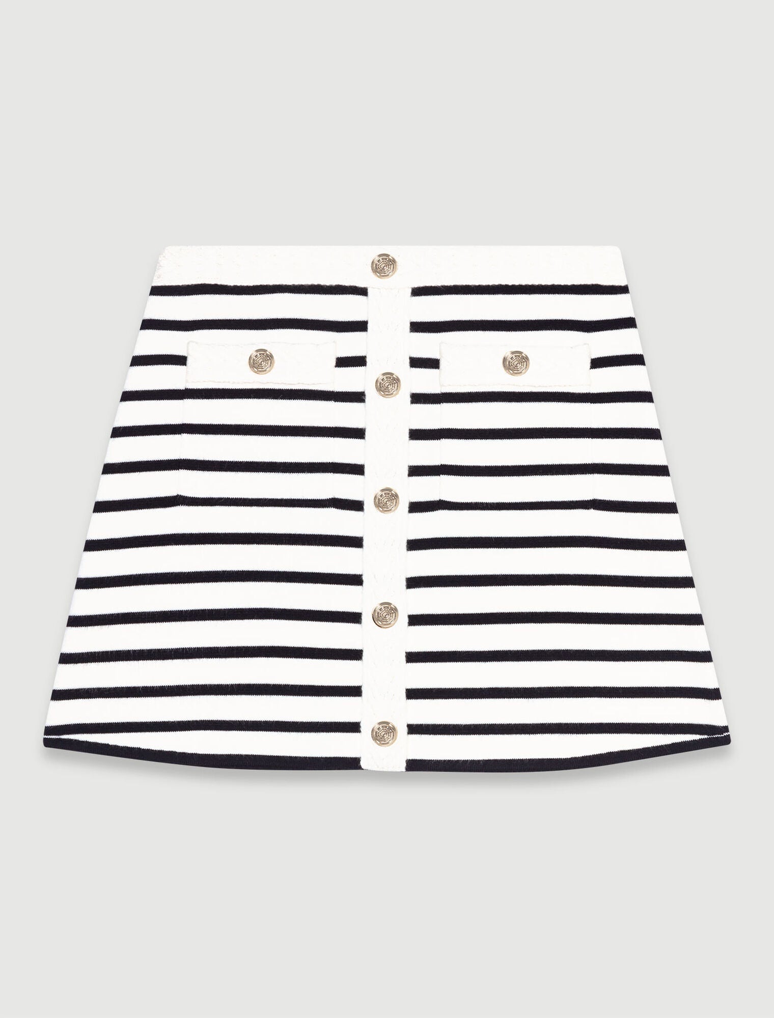 Navy / Ecru  -Short striped knit skirt