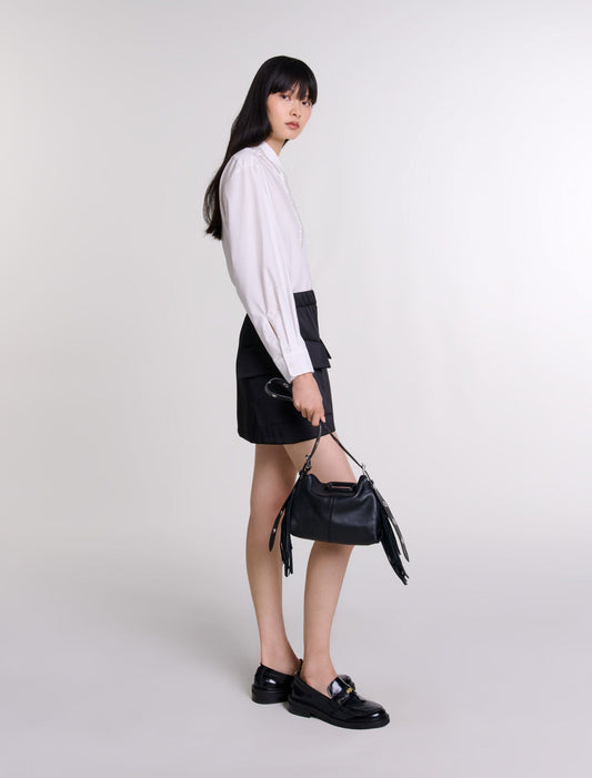 Black   Short satin skirt