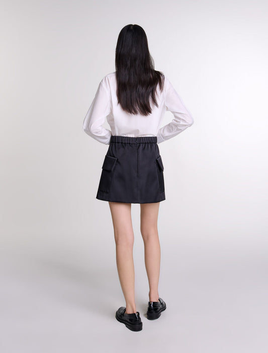Black   Short satin skirt