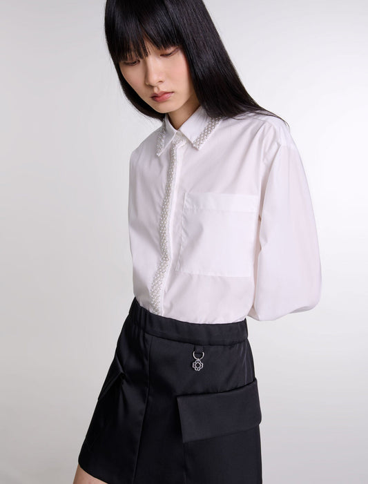 Black   Short satin skirt