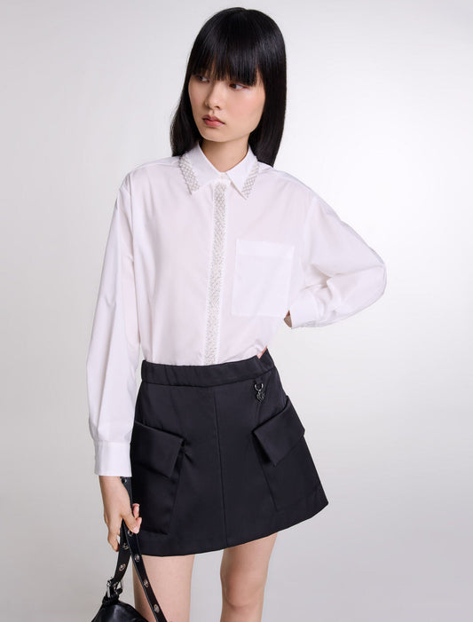 Black   Short satin skirt