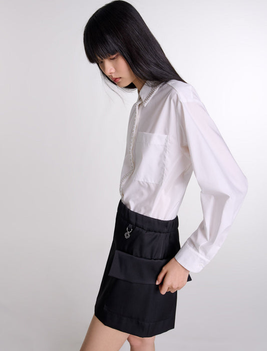 Black   Short satin skirt