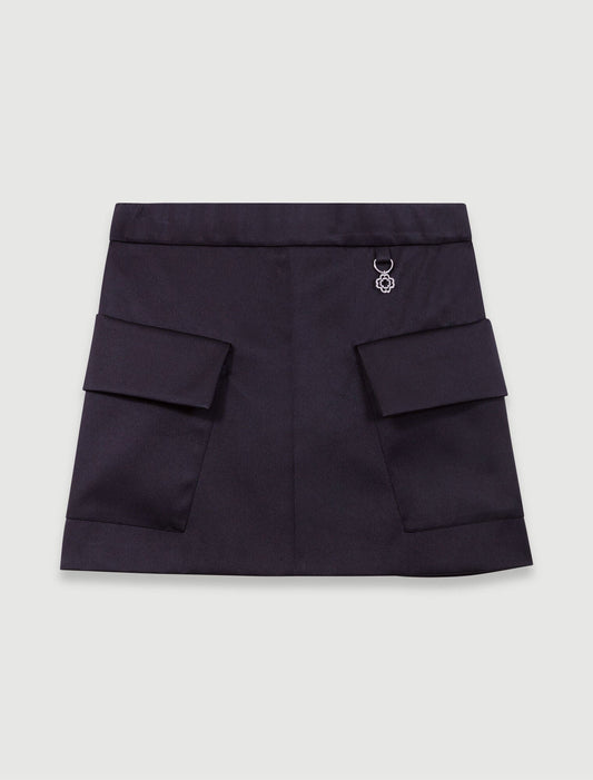 Black   Short satin skirt