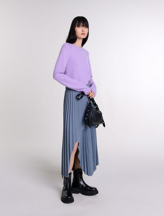 Grey featured Asymmetrical pleated skirt
