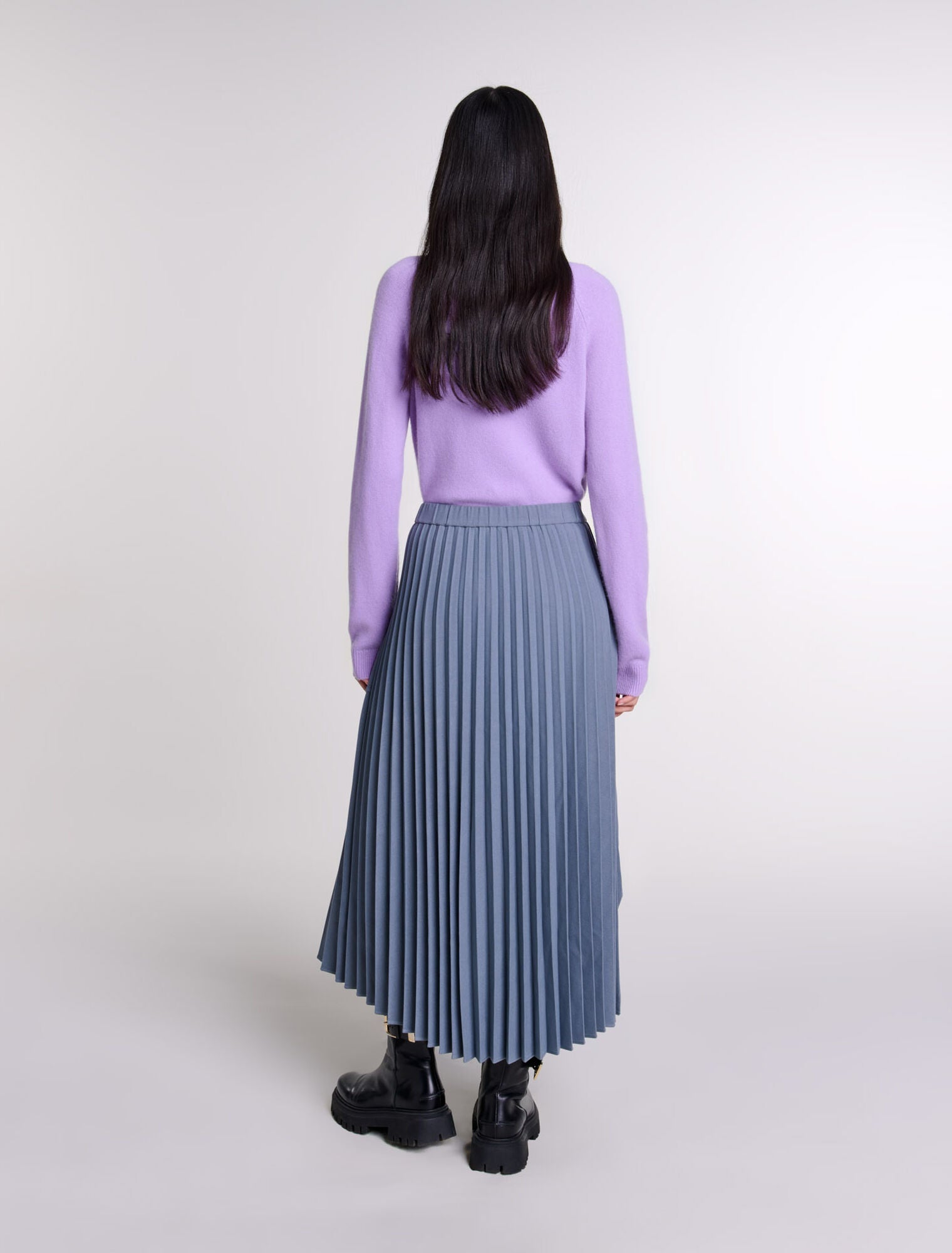 Grey   Asymmetrical pleated skirt