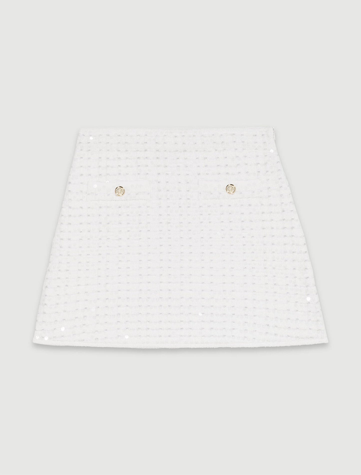Off White   Short sequinned knit skirt