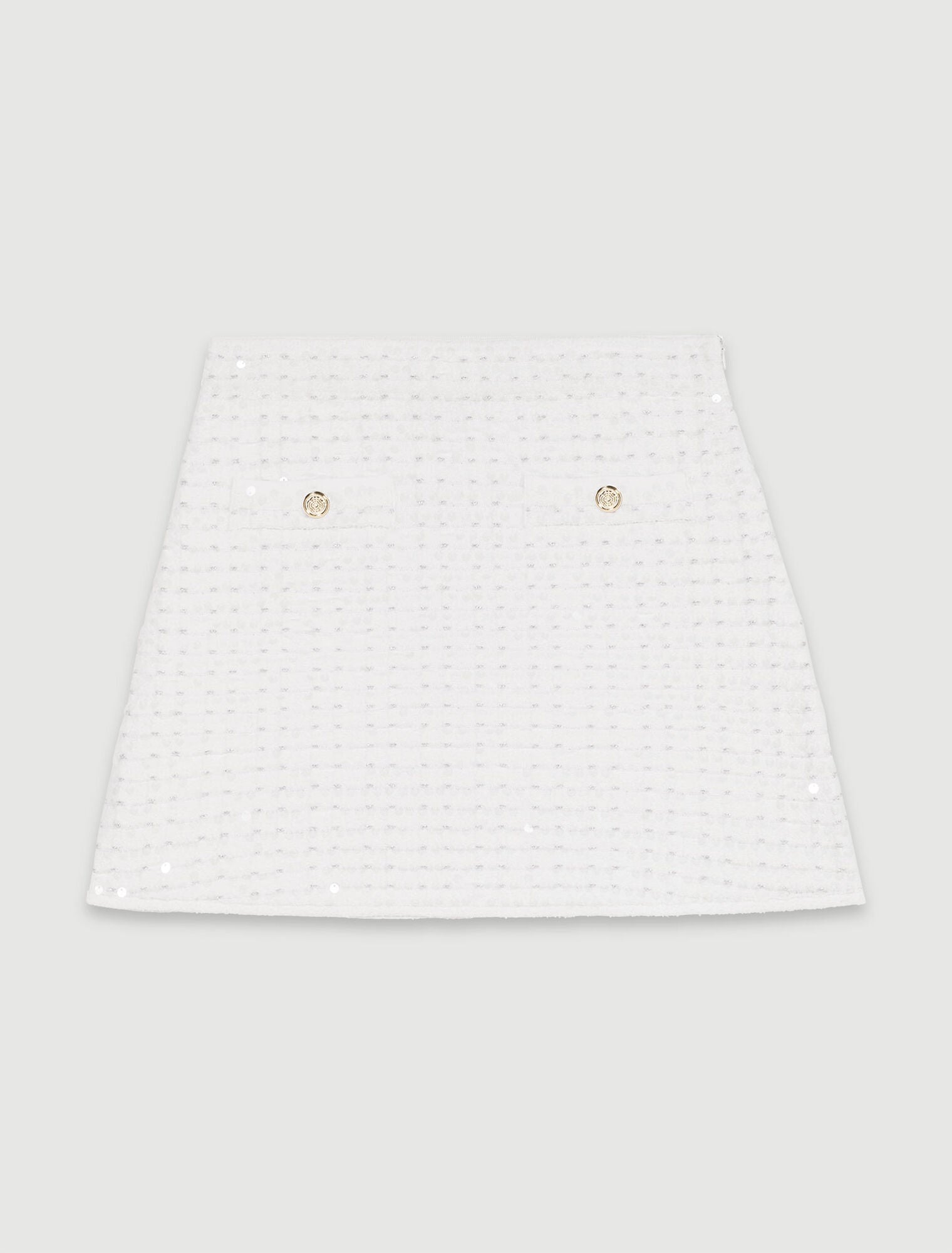 Off White   Short sequinned knit skirt