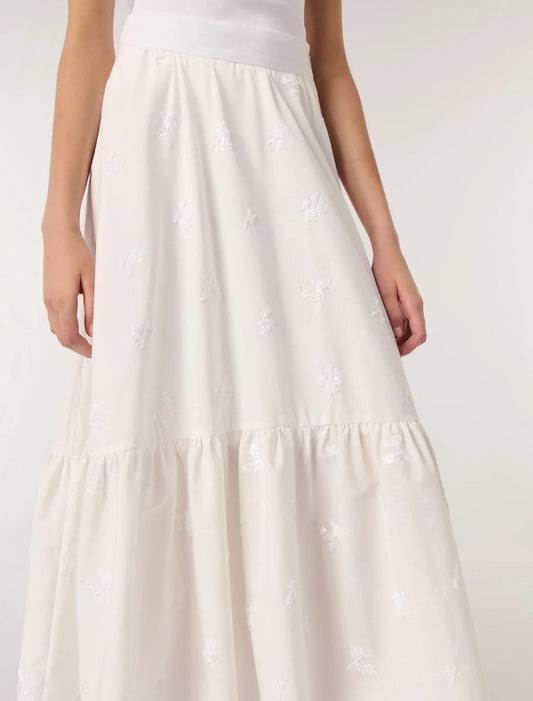 White-Long embroidered skirt