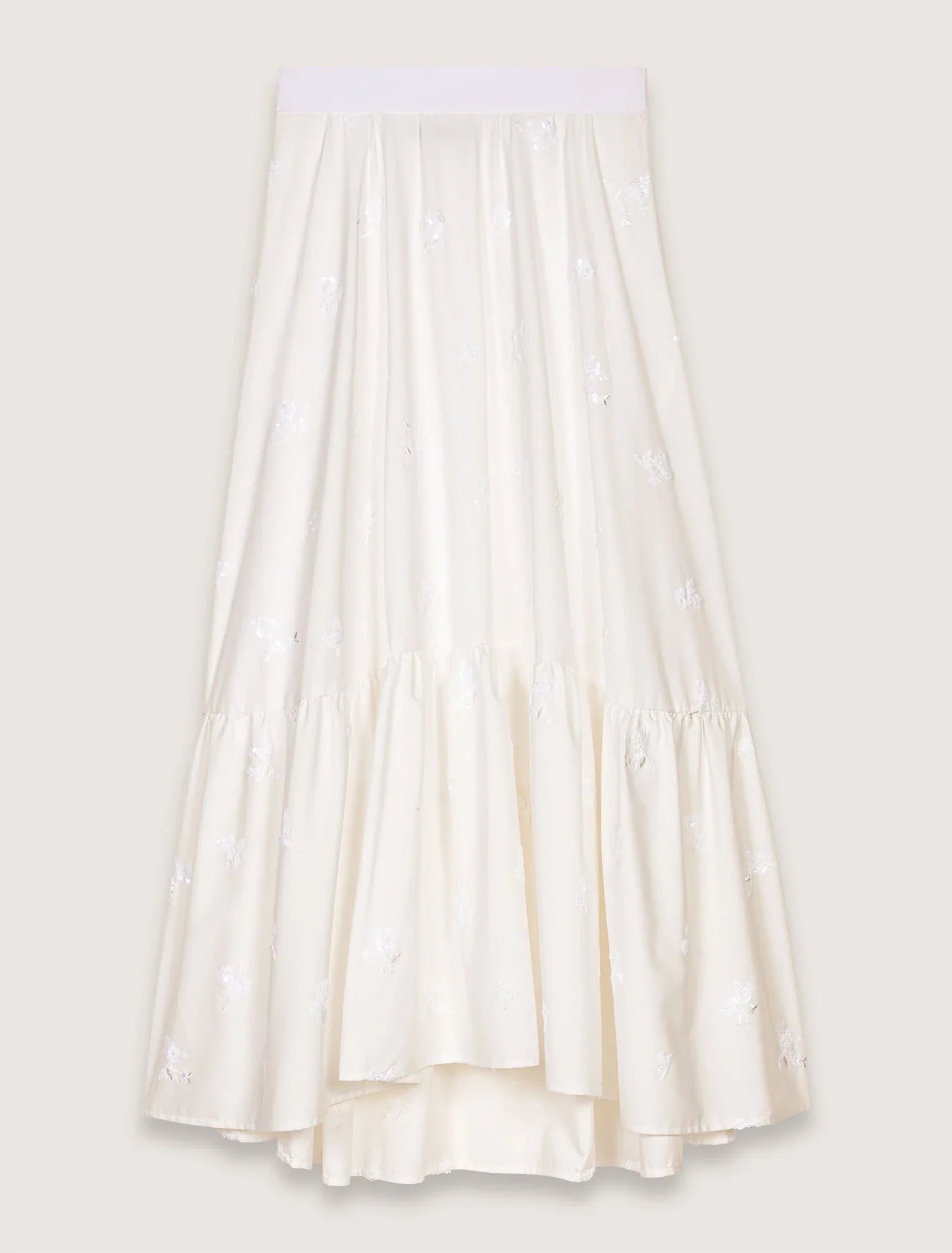 White-Long embroidered skirt