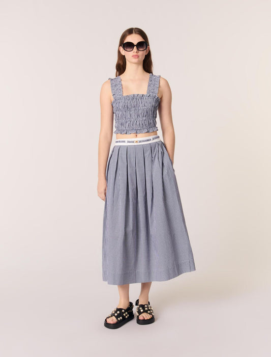 Navy/White-featured-Gingham maxi skirt
