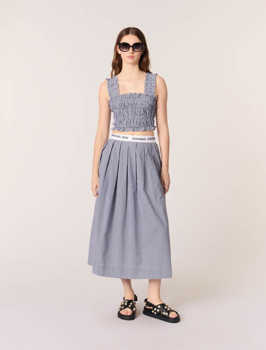 Navy/White-Gingham maxi skirt