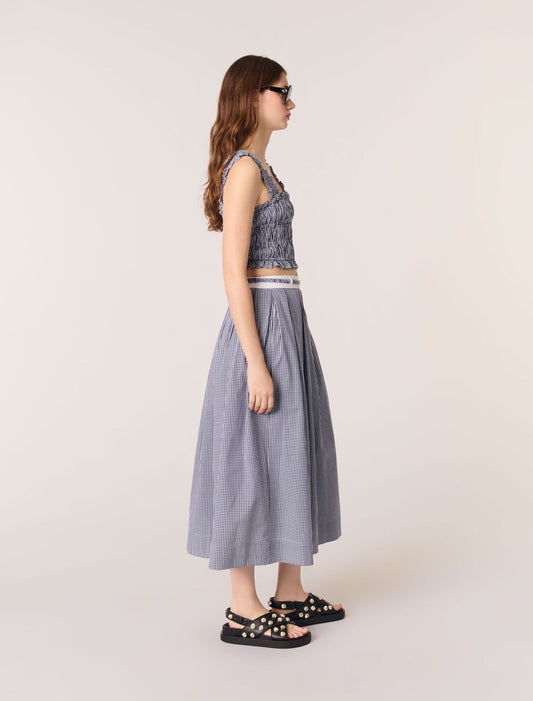 Navy/White-Gingham maxi skirt