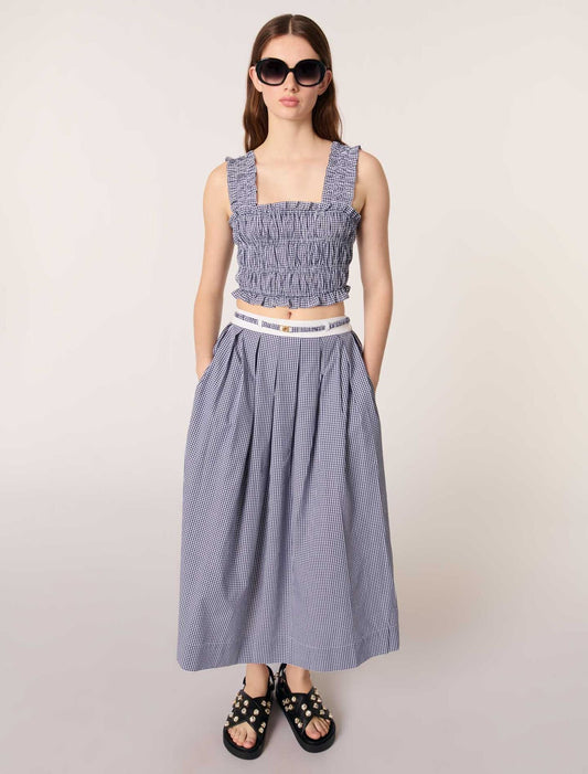 Navy/White-Gingham maxi skirt
