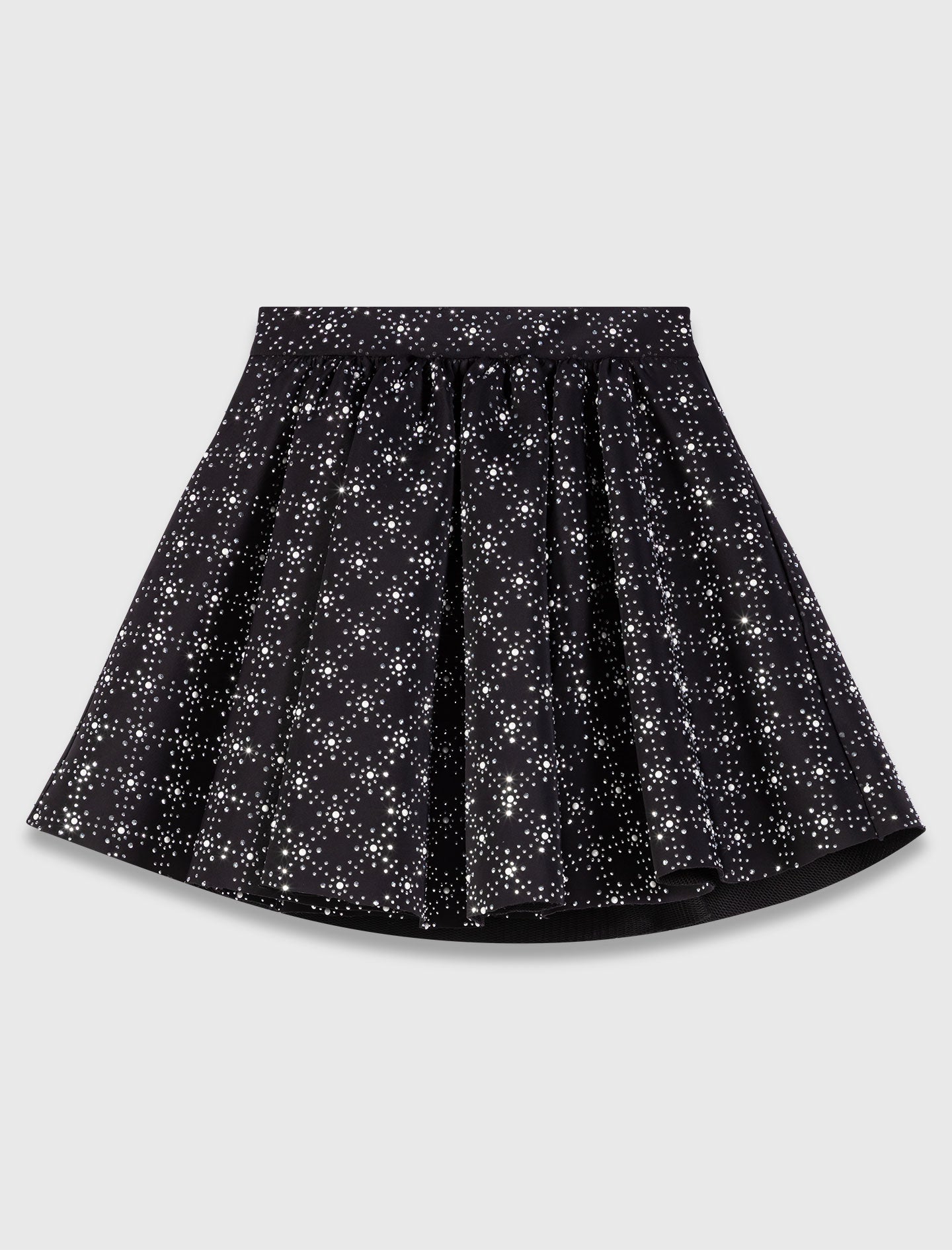 Pearl and rhinestone skater skirt Black