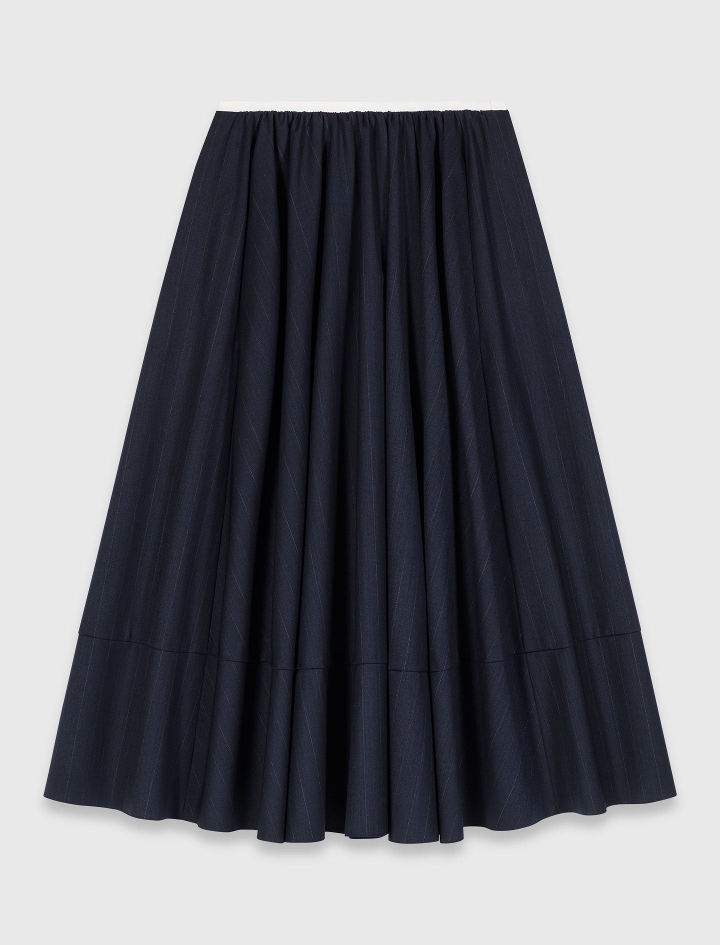 Striped Tailored Midi Skirt NAVY