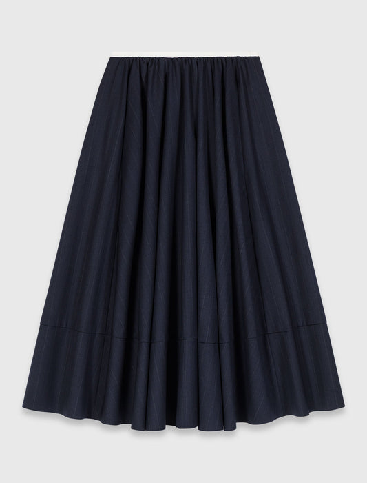 Striped Tailored Midi Skirt NAVY