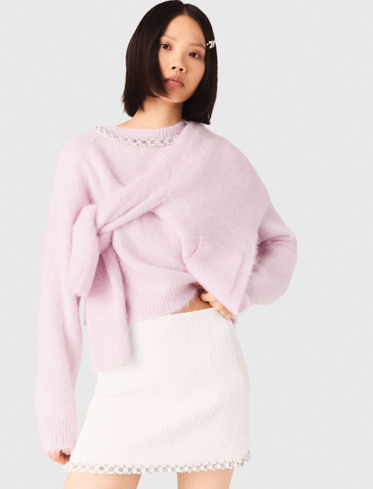 تنورة تويد مزينة باللؤلؤ