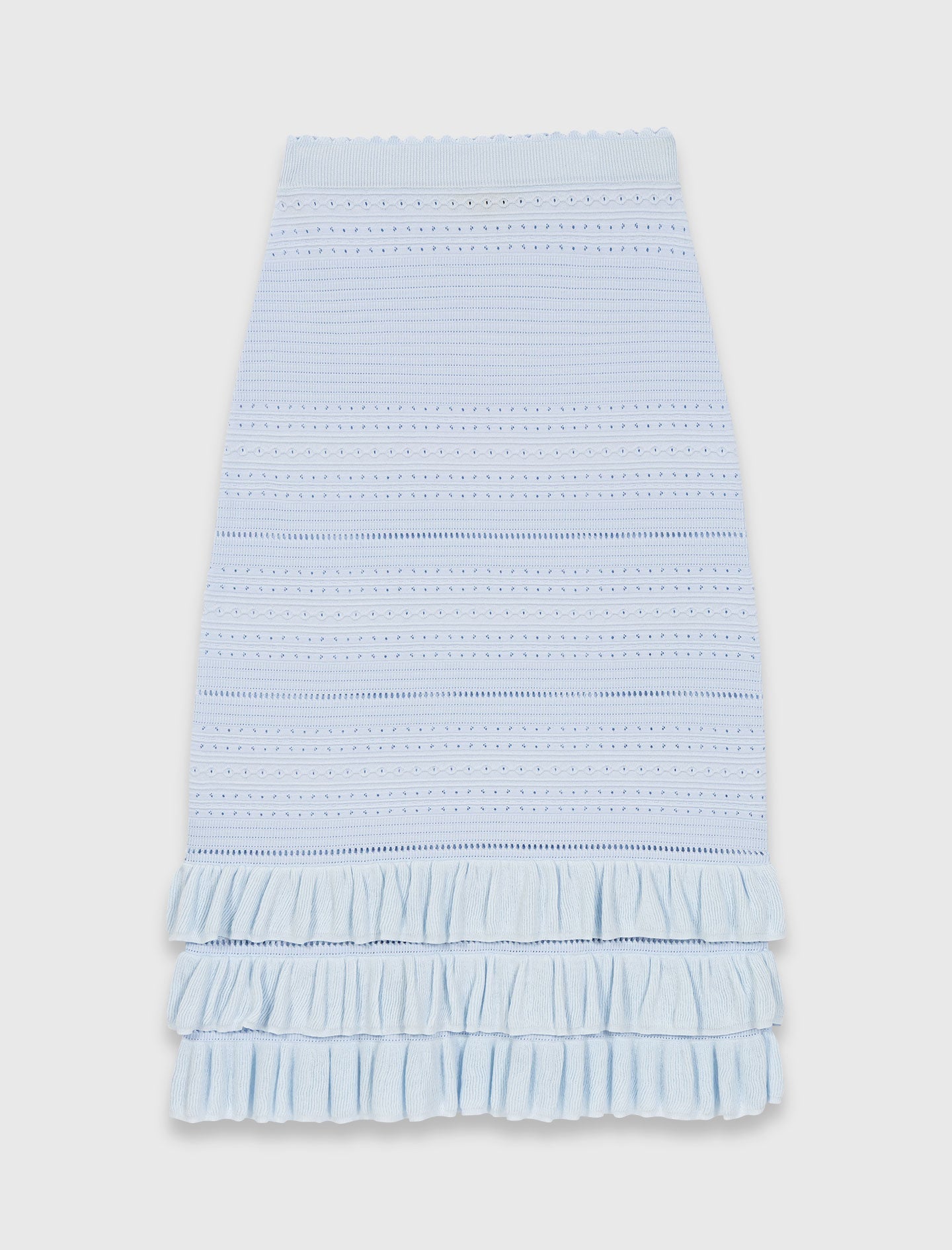 Long Ruffled Knit Skirt BLUE SKY