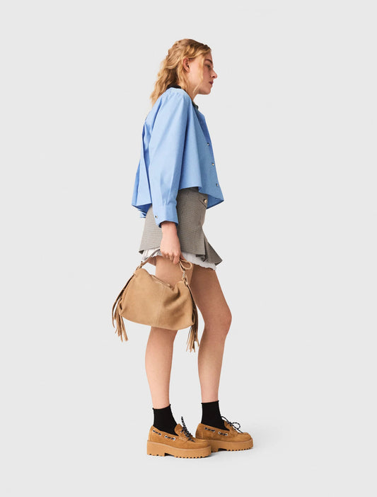 Pleated Skirt With Poplin Details Brown Checks