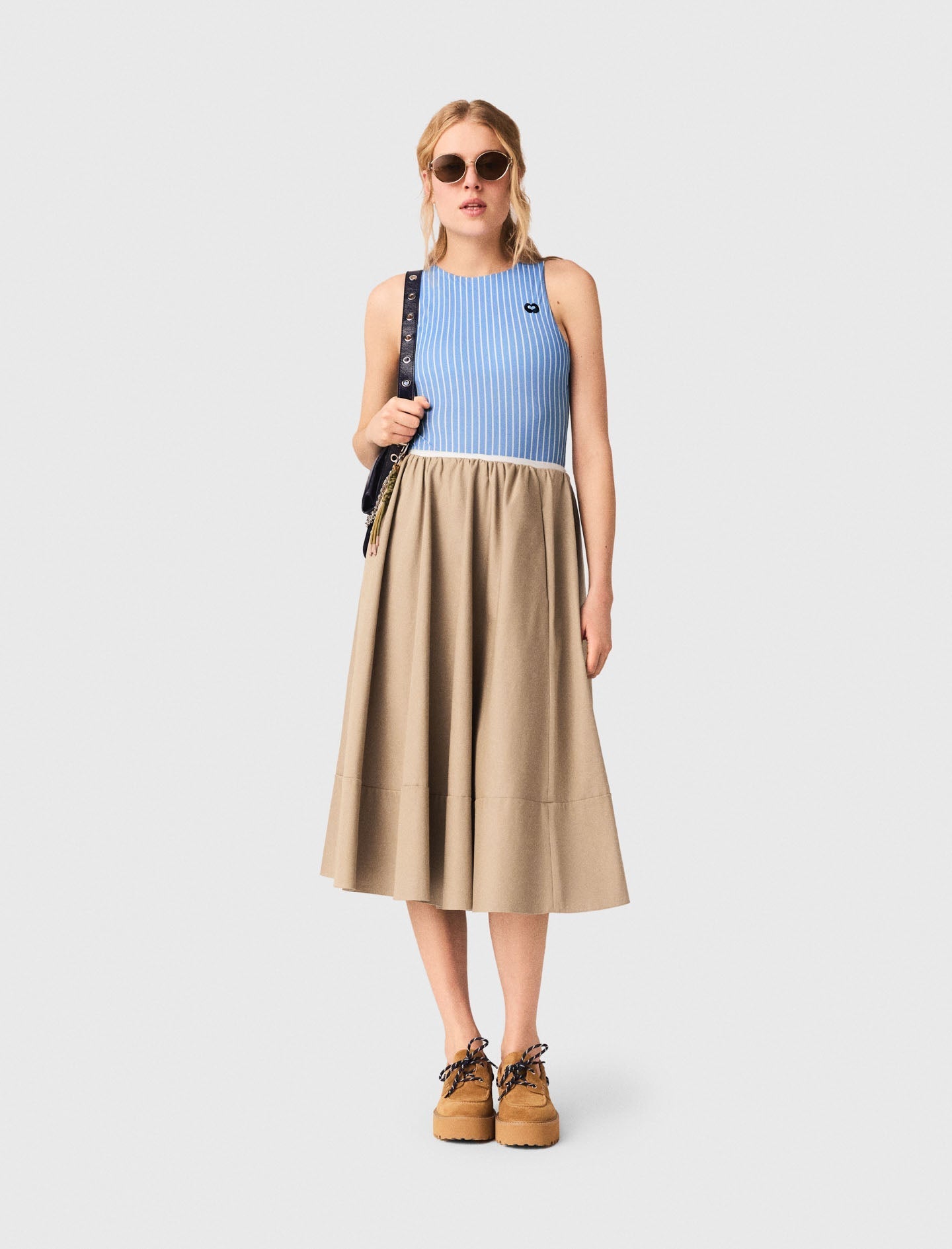 Mid-Length Cotton Skirt MASTIC BEIGE
