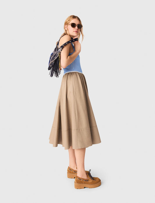 Mid-Length Cotton Skirt MASTIC BEIGE