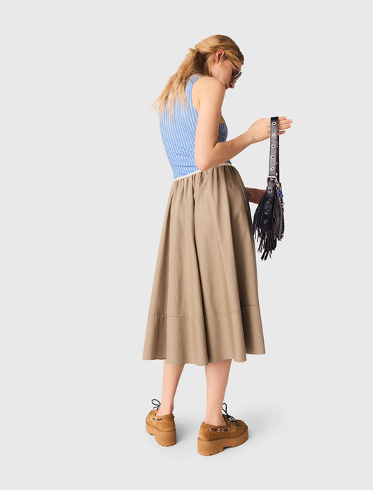 Mid-Length Cotton Skirt MASTIC BEIGE