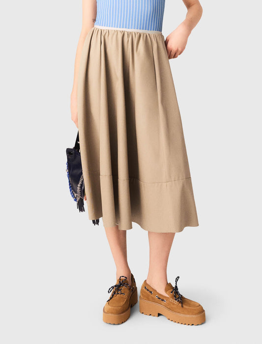 Mid-Length Cotton Skirt MASTIC BEIGE