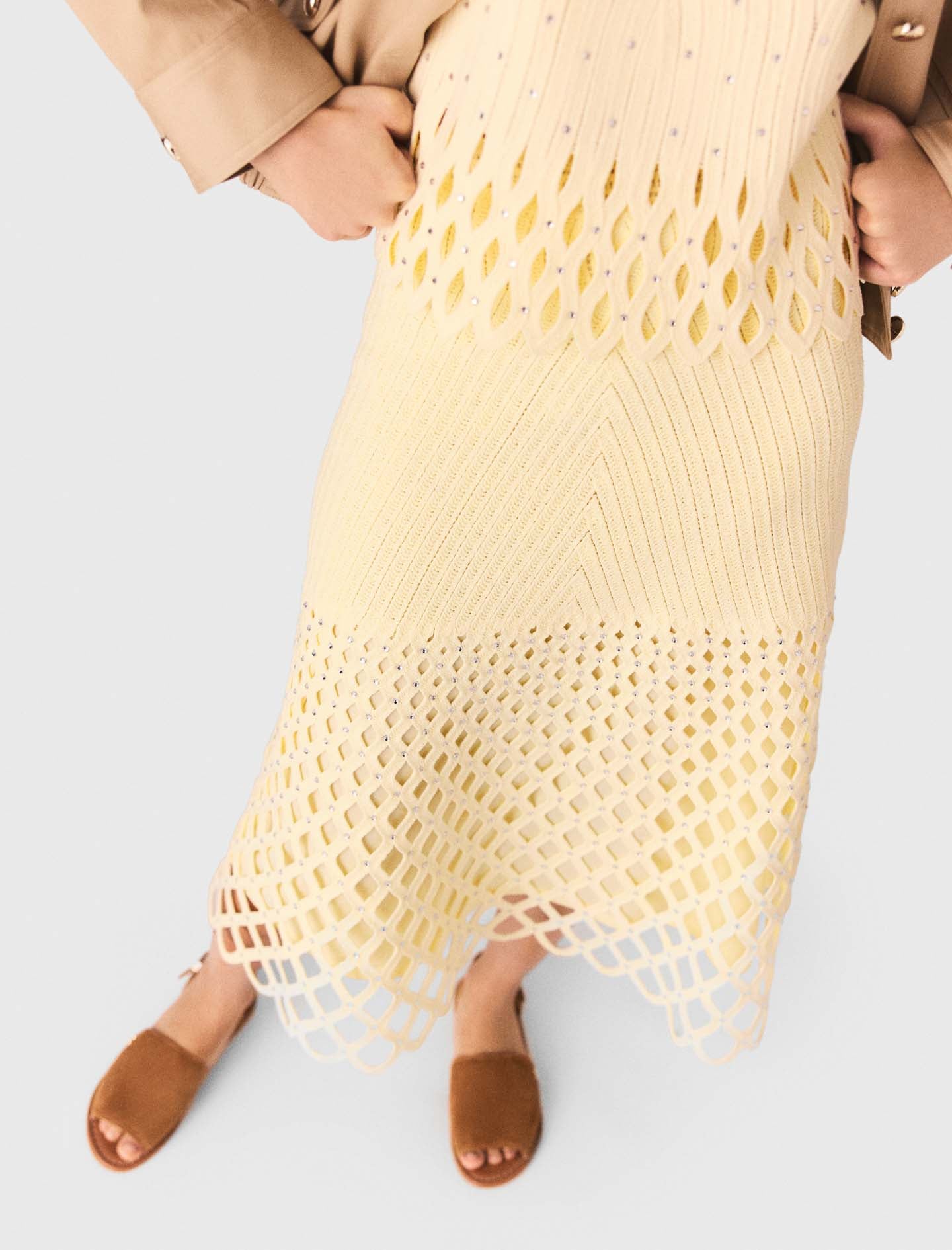 Crochet skirt with removable lining
