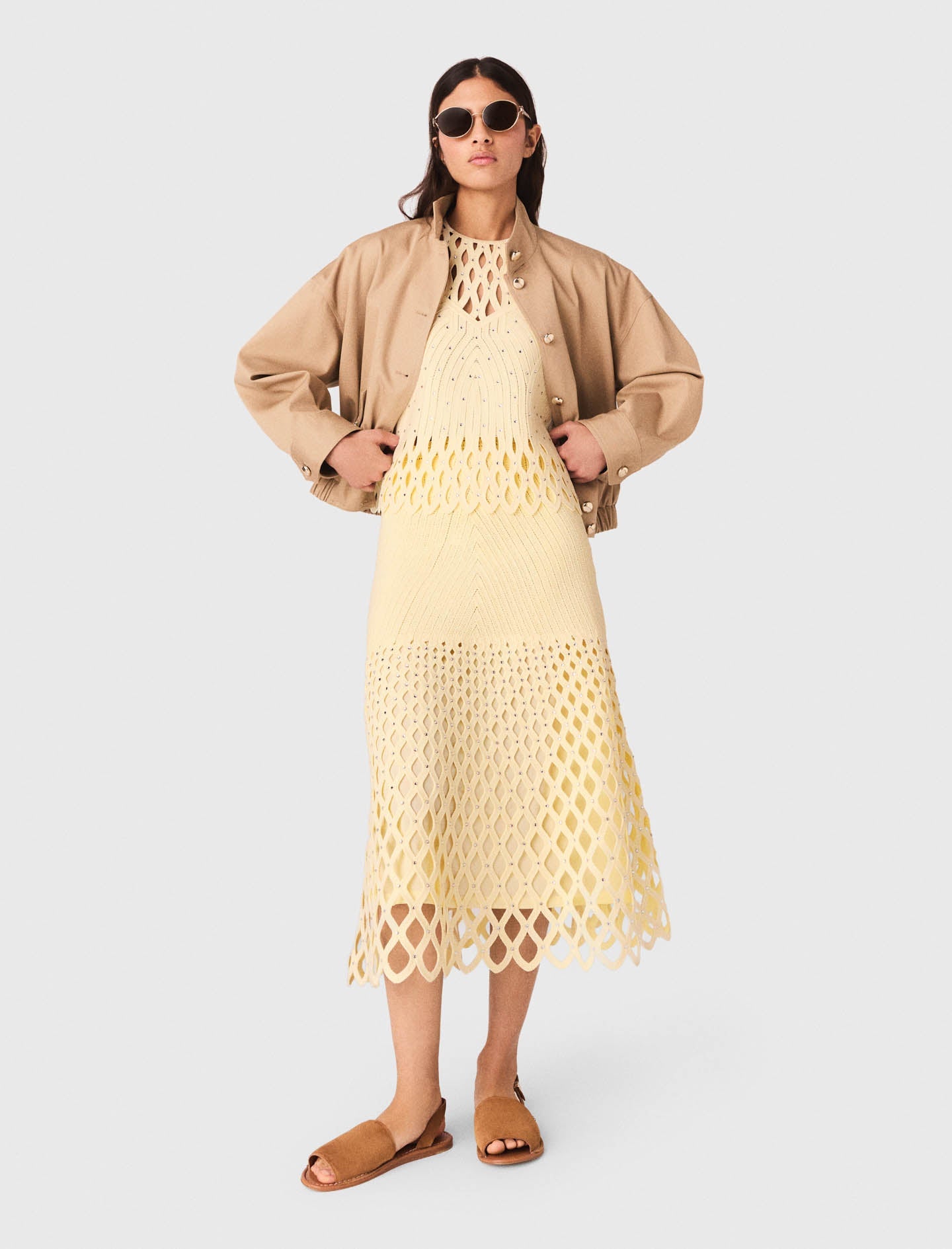 Crochet skirt with removable lining