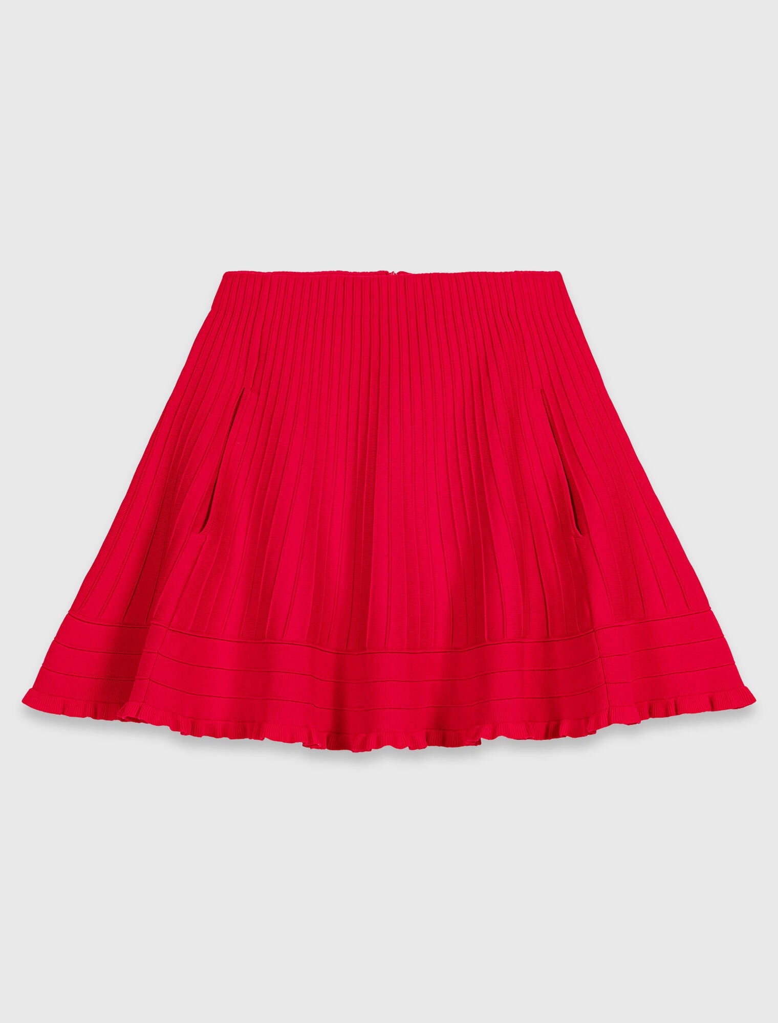 Compact Knit Short Skirt Red