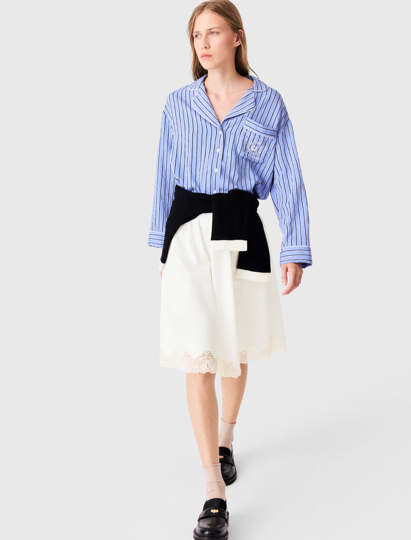 Tailored shorts with lurex White