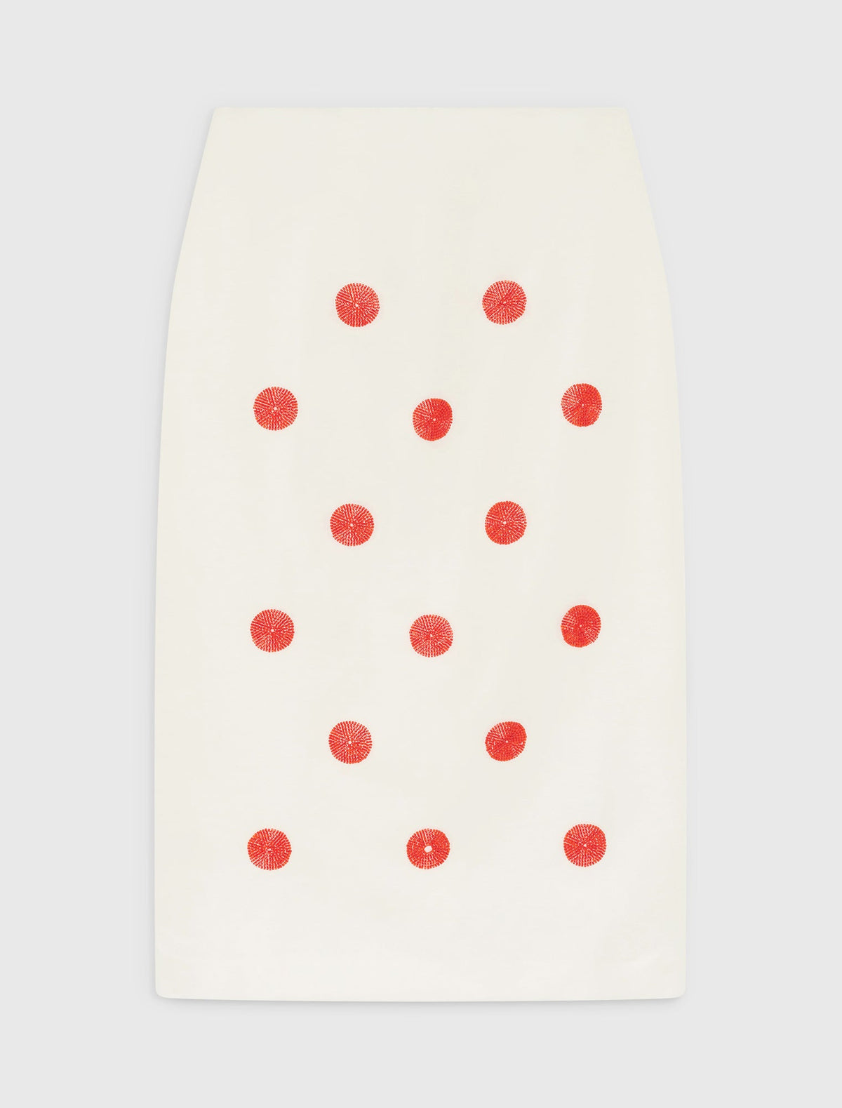 Embroidered linen-silk pencil skirt White