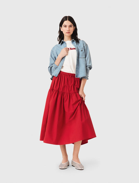Long gathered skirt Red